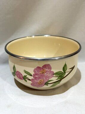 Vintage 1950s Franciscan Desert Rose Enamel Metal Bowl